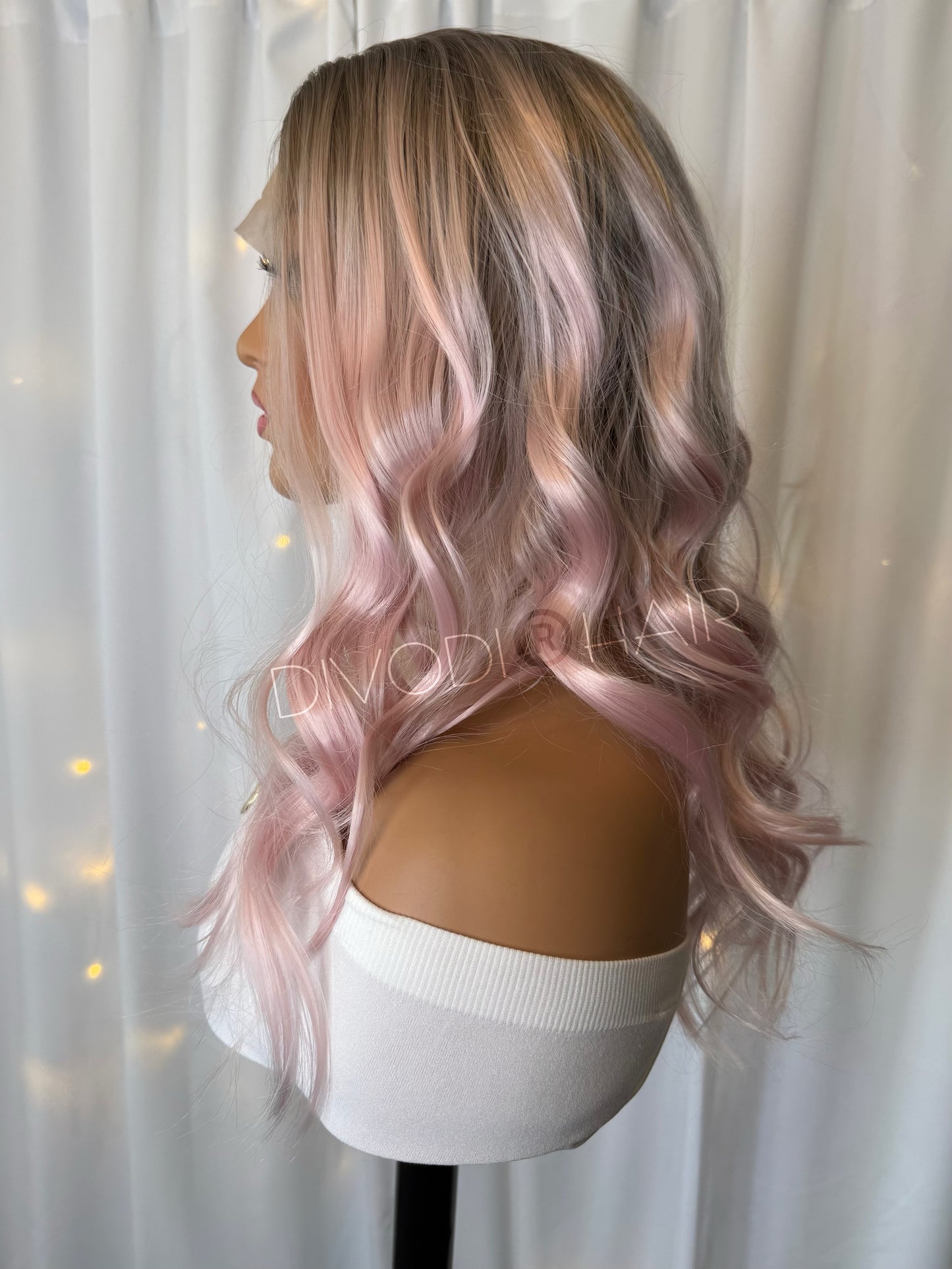 Beth-Ombre Pink Shiny-T-Part Lace Front Wig