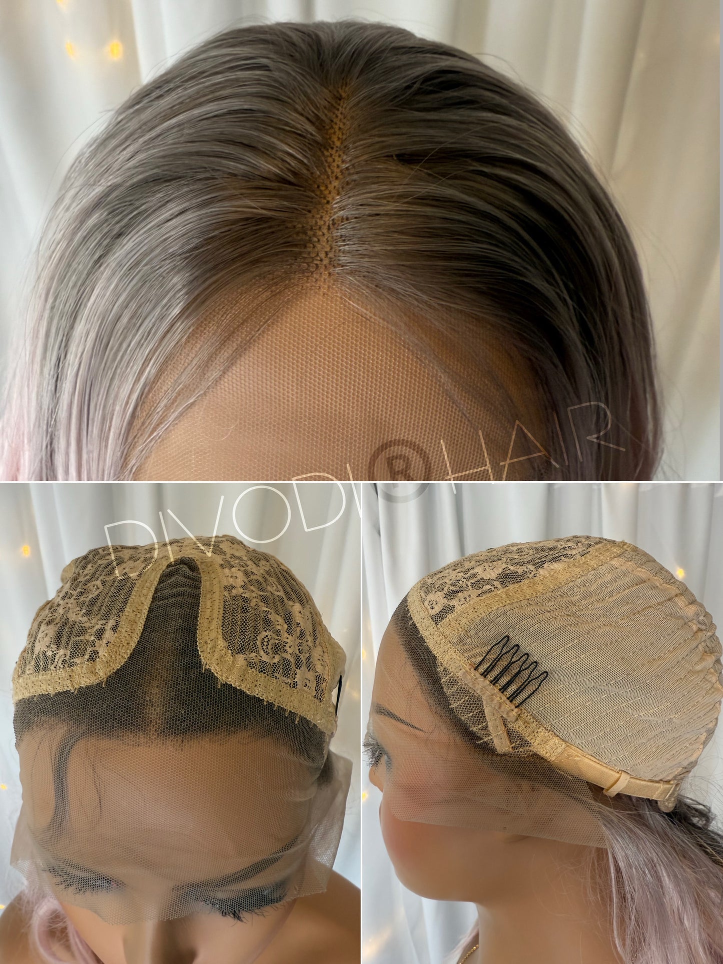 Beth-Ombre Pink Shiny-T-Part Lace Front Wig