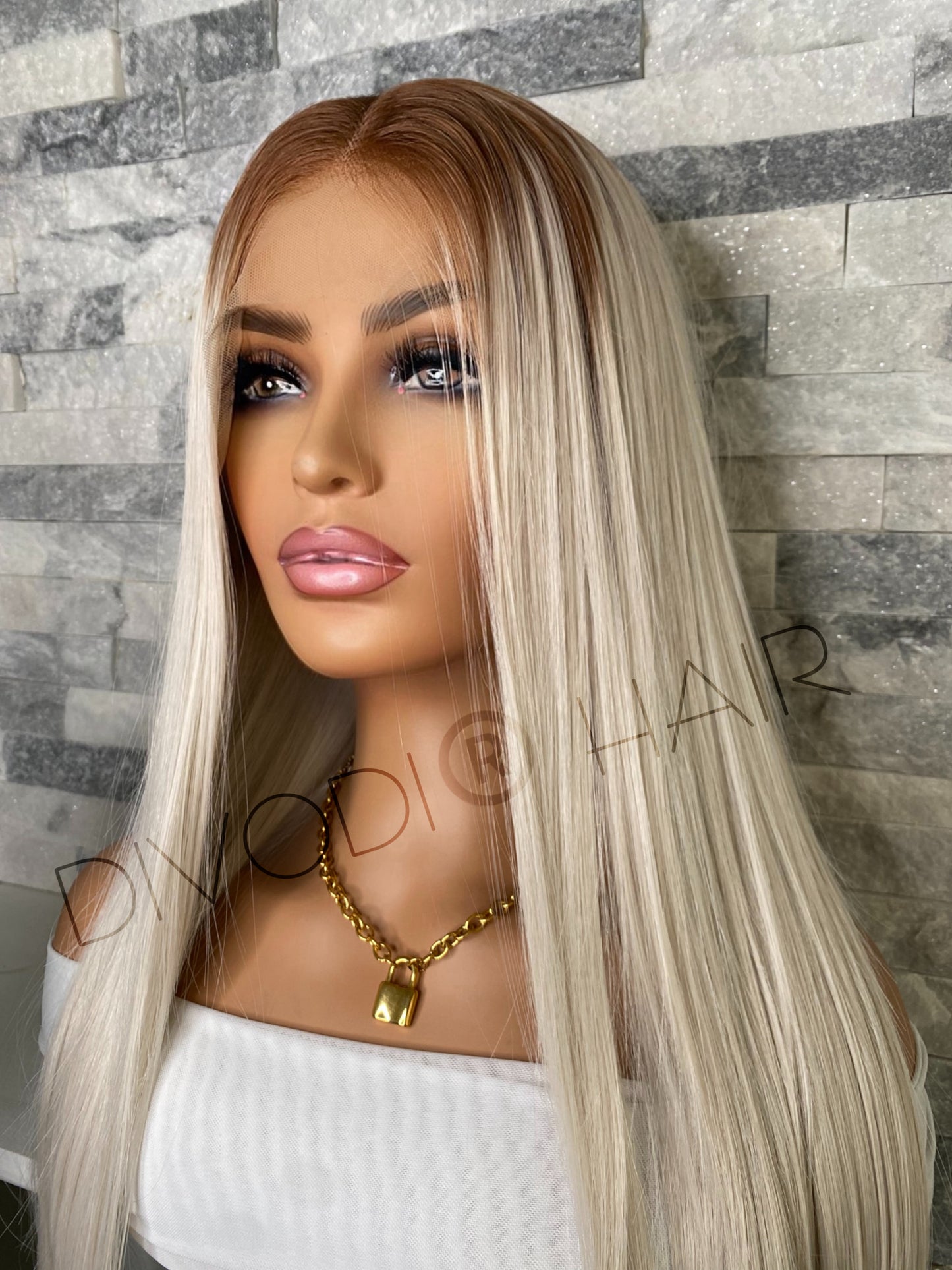 Hannah-Ombre Platinum Blonde Futura Fiber (13x3) Lace Front Wig