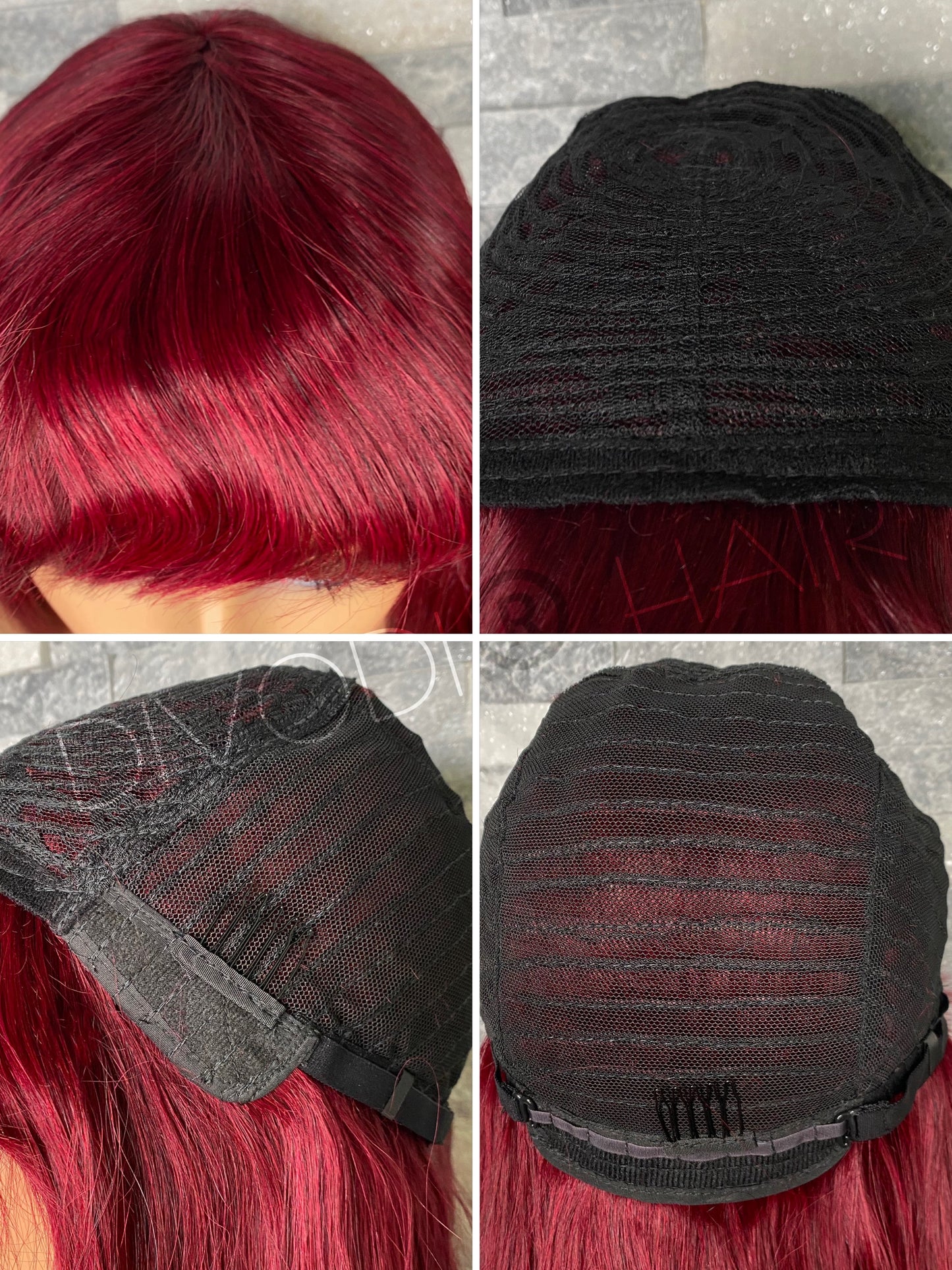 Eleanor-Burgundy Red Non-Lace Wig