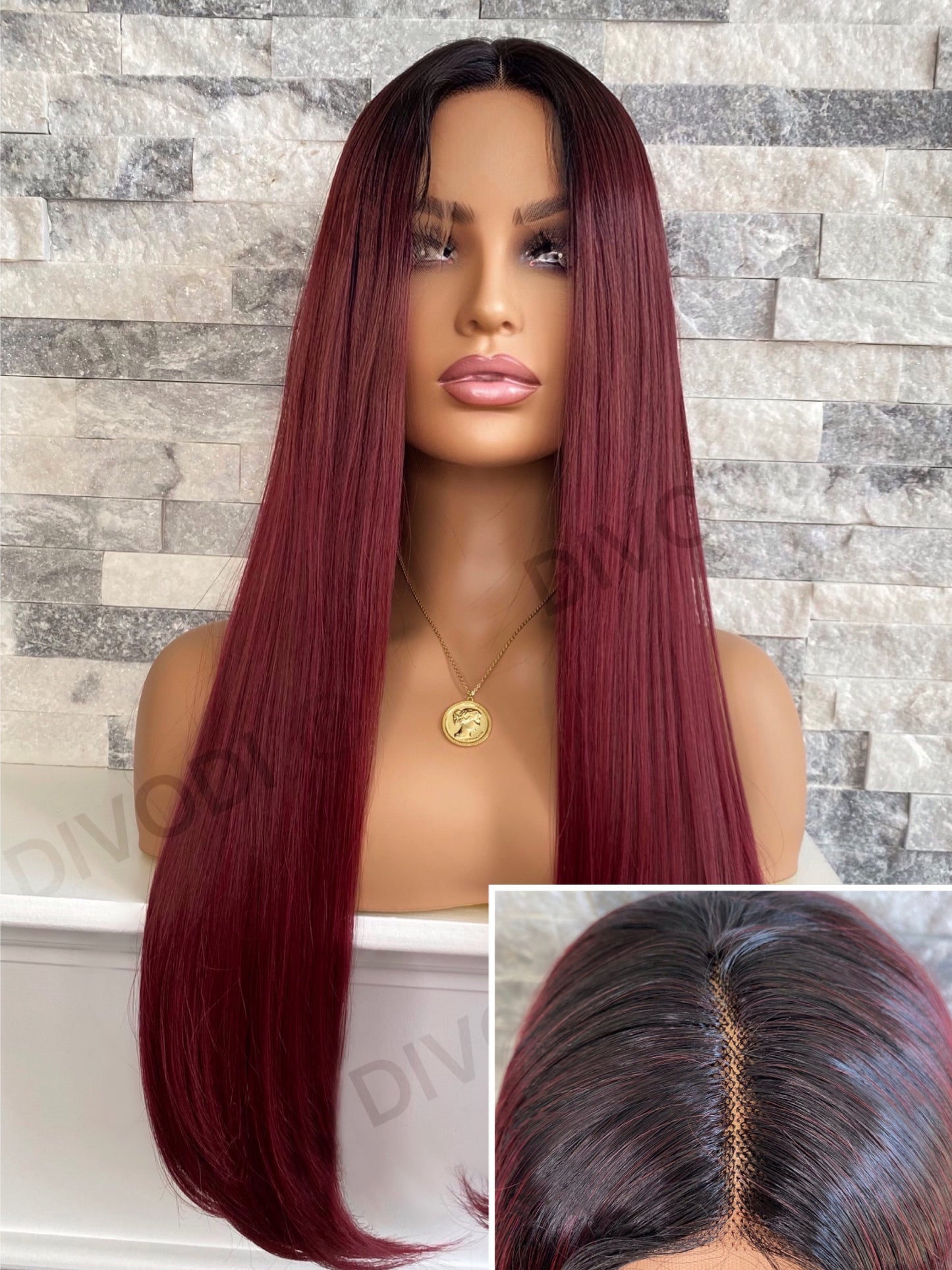 Amy-Burgundy Red-(13x3) Lace Front Wig