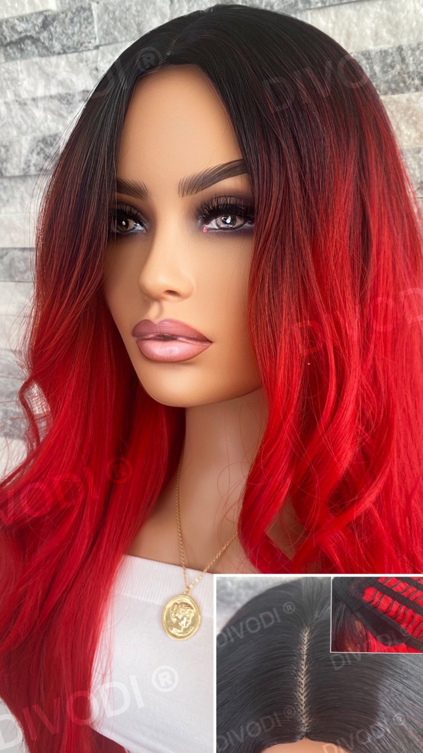 Mable-Ombre Red Non-Lace Wig