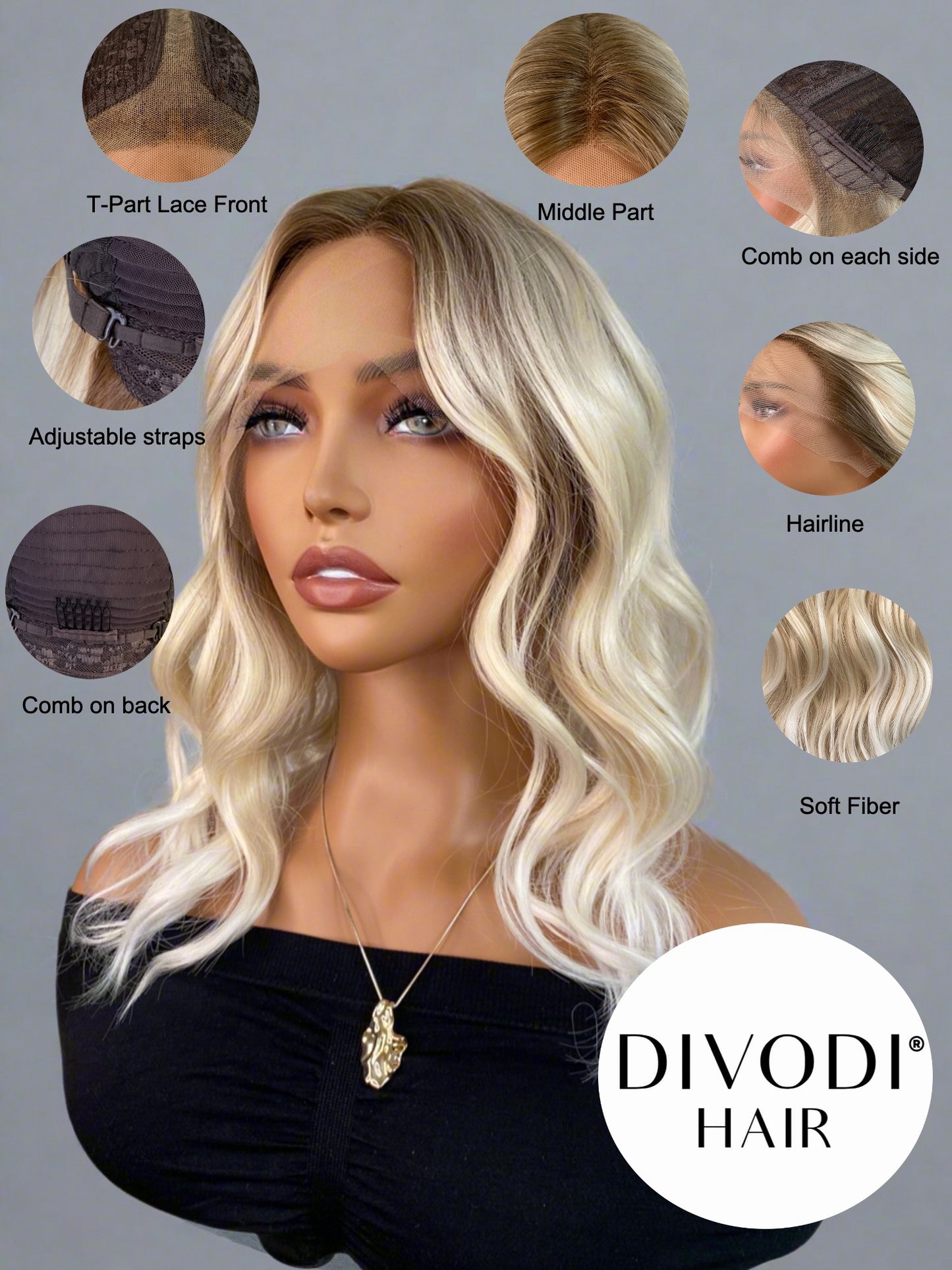 Marilyn-Ombre Blonde Futura Fiber T-Part Lace Front Wig