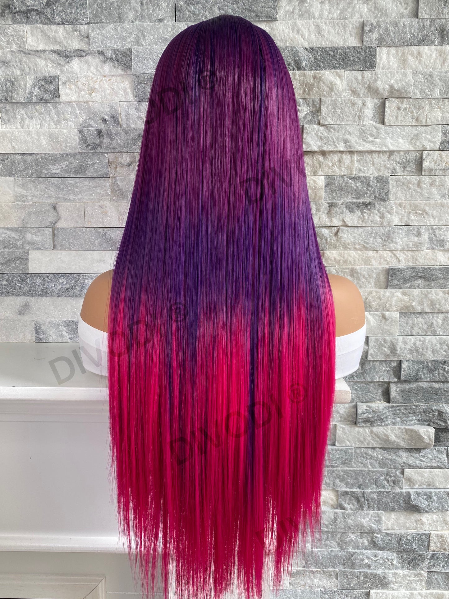 Melody-Purple/Fuchsia Blend Futura Fiber T-Part Lace Front Wig