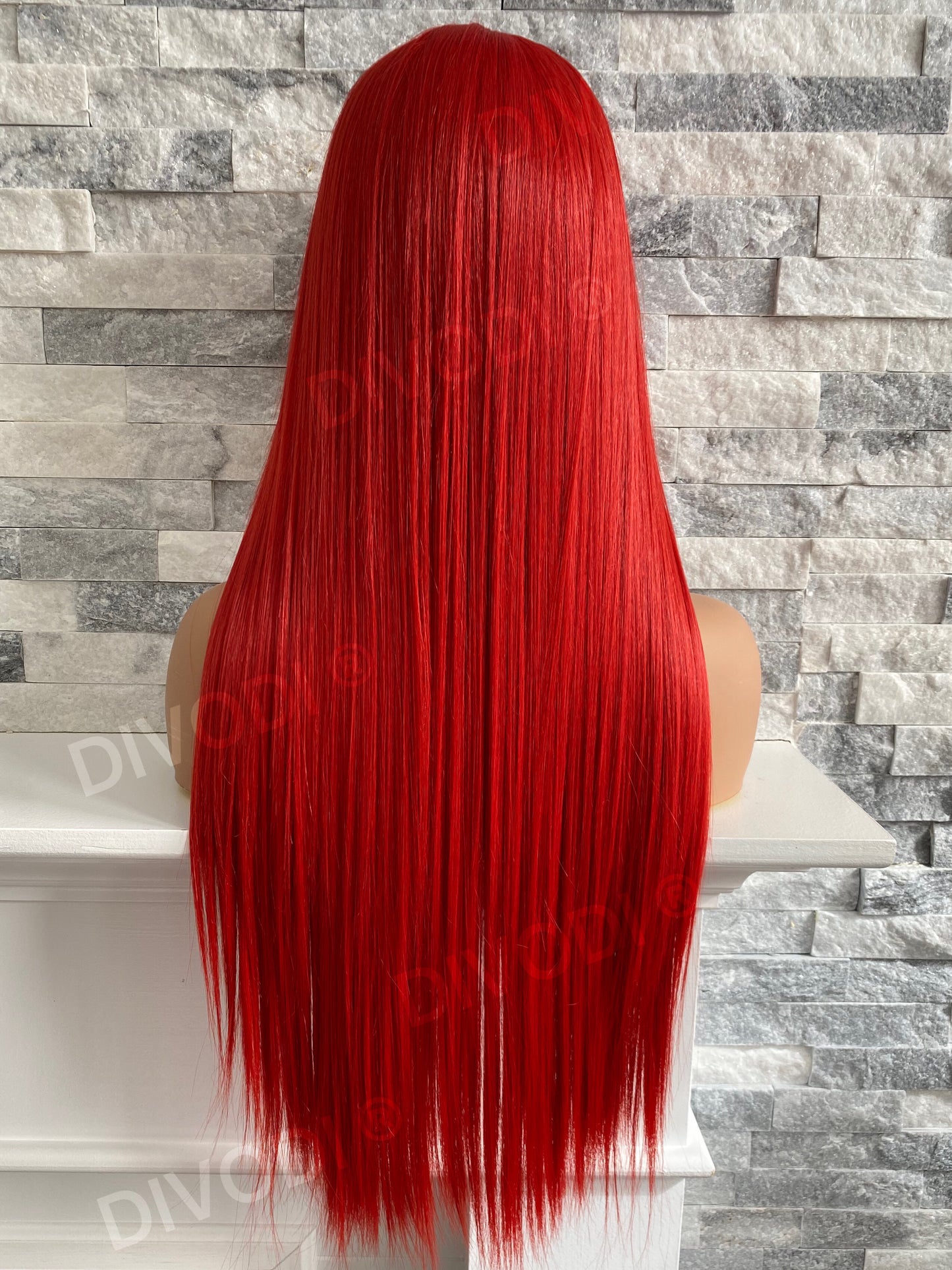 Scarlet-Red Futura Fiber T-Part Lace Front Wig