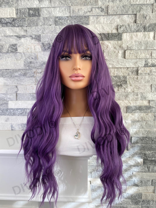 Zena-Purple with Bangs Non-Lace Wig