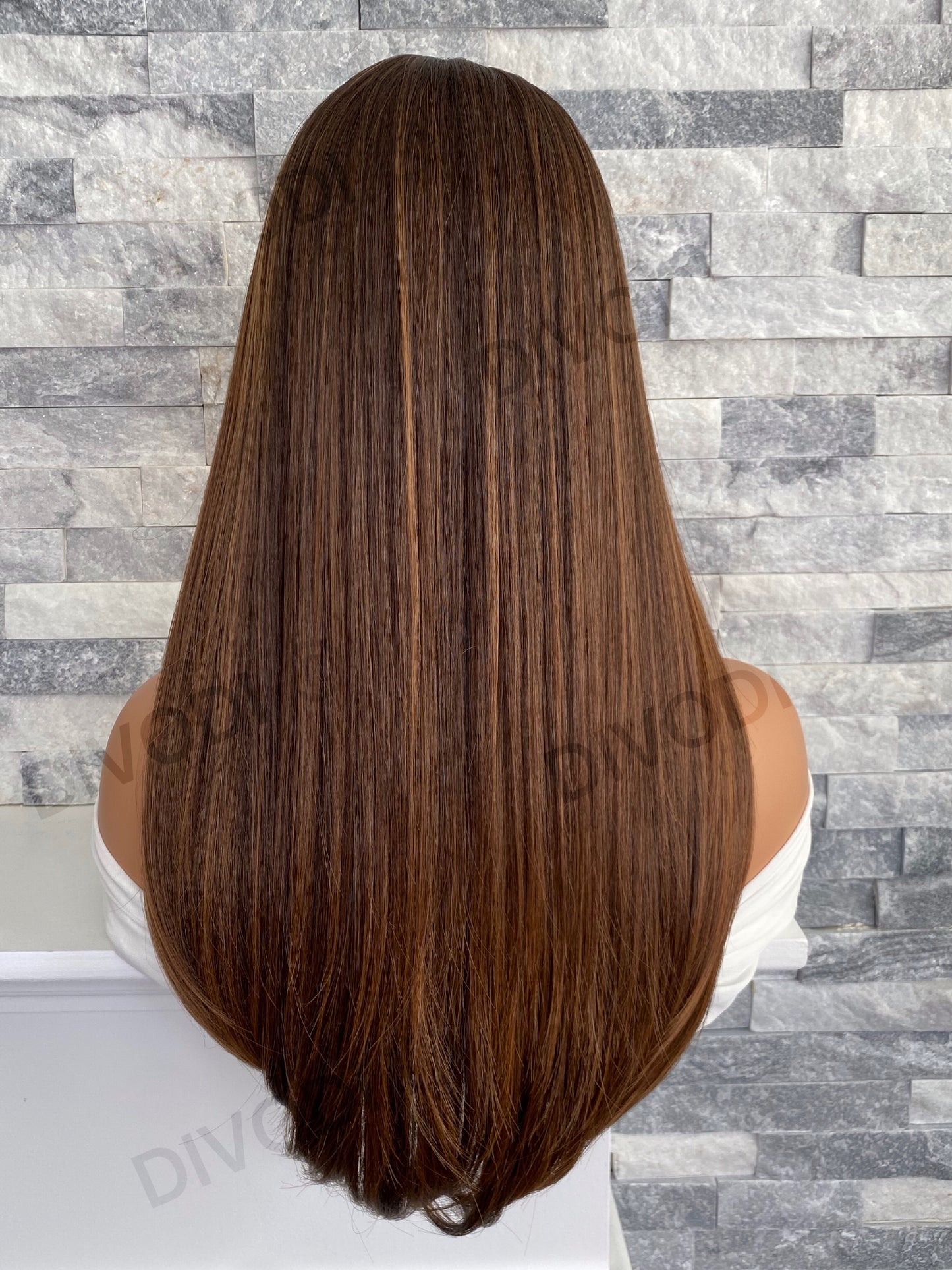 Sienna-Brown/Highlights Futura Fiber (13"x 3") Lace Front Wig