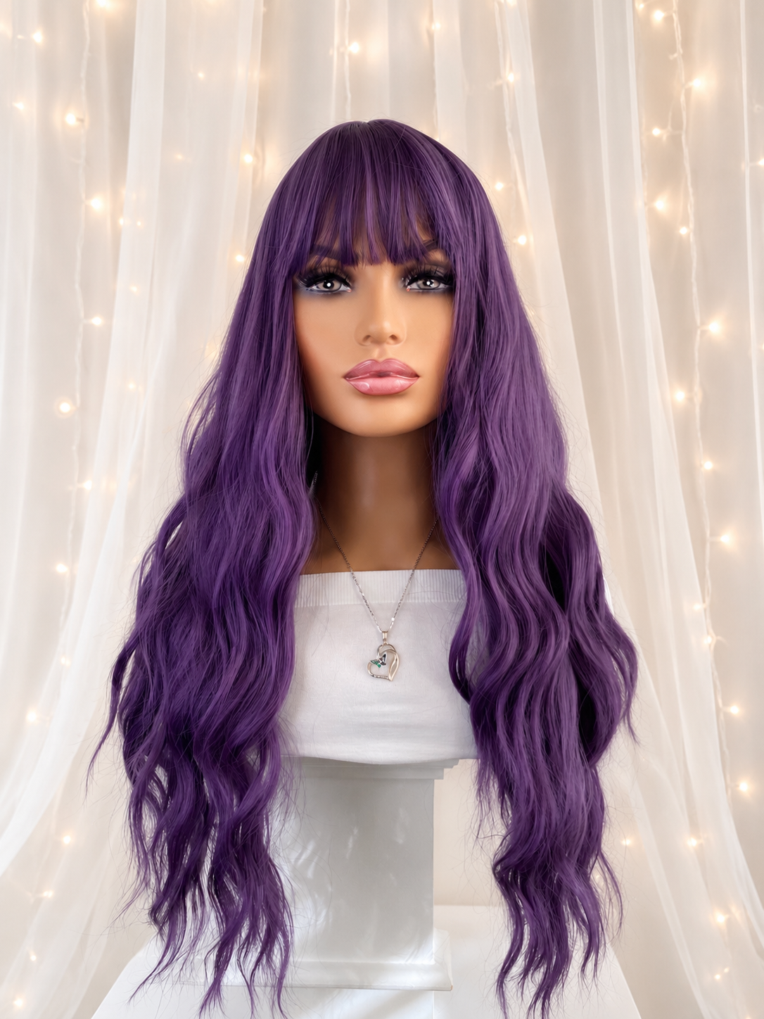 Costume Purple Wig with Bangs Non-Lace Wig