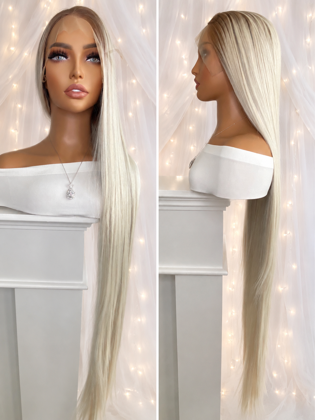 Pearl-Very Long Platinum Blonde Futura Fiber (13x3) Lace Front Wig