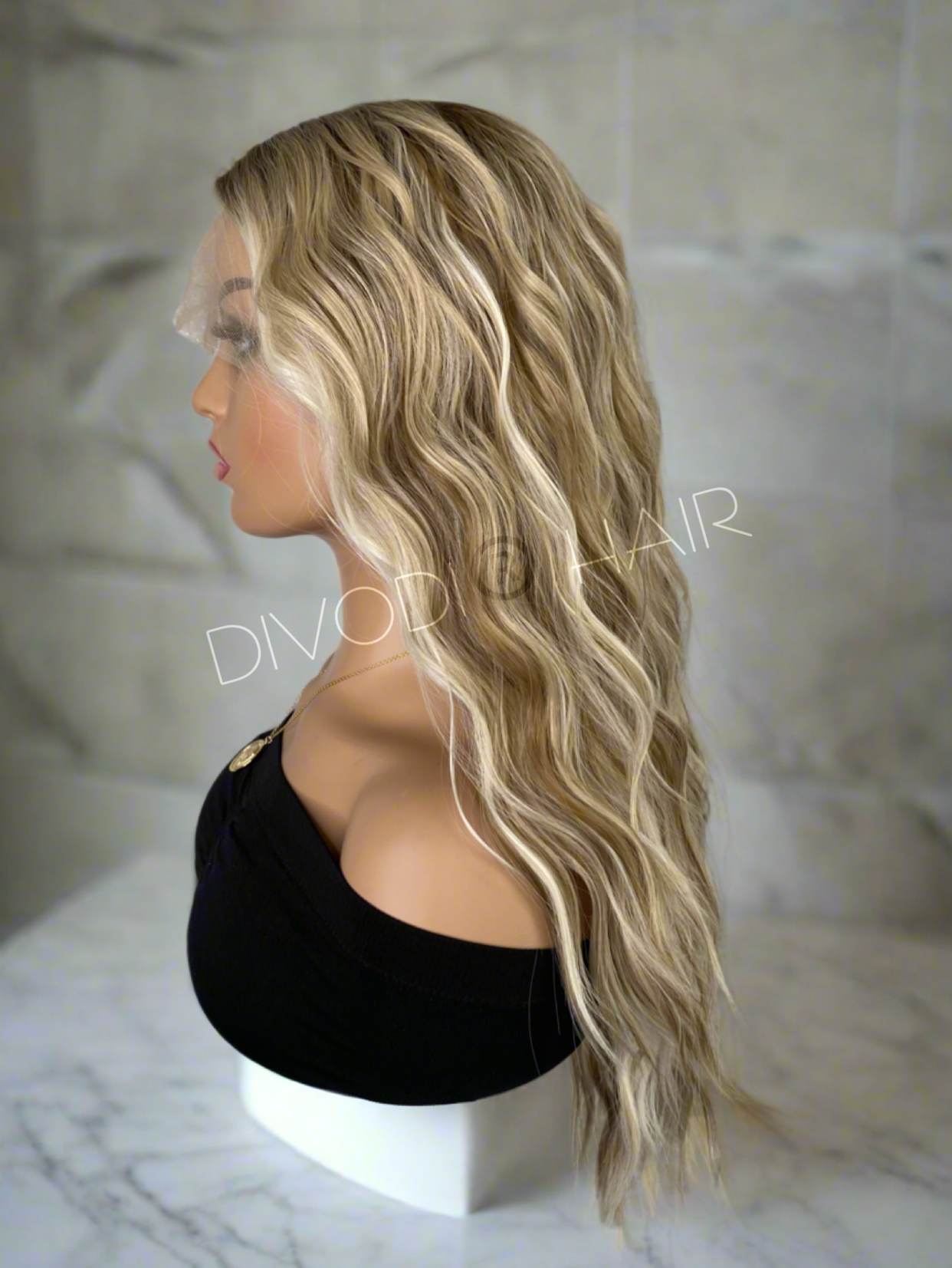 Calypso-Ombre Brown/Blonde Highlights-Futura Fiber-T-Part Lace Front Wig