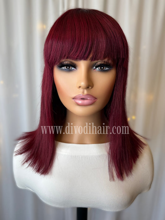 Eleanor-Burgundy Red Non-Lace Wig