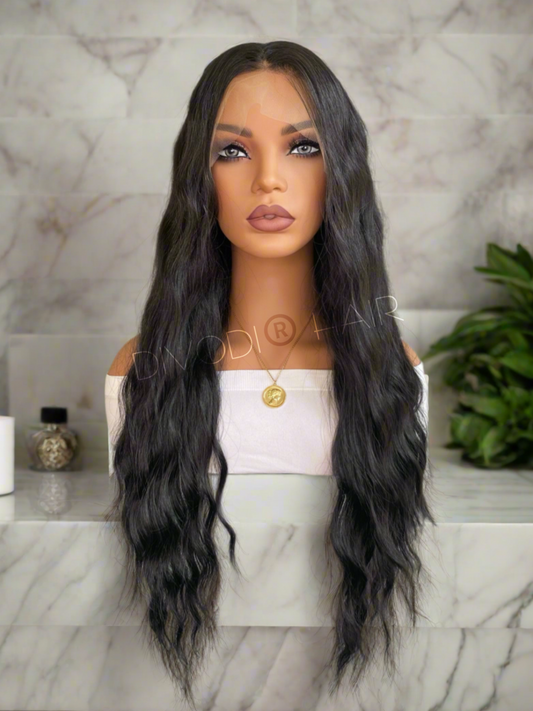 Dana-Long Black Futura Fiber (13x4) Lace Front Wig