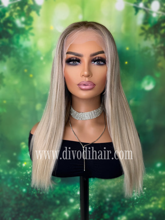 22" Rooted Blonde Wig with Highlights-Heat Resistant-150% Density-DH319
