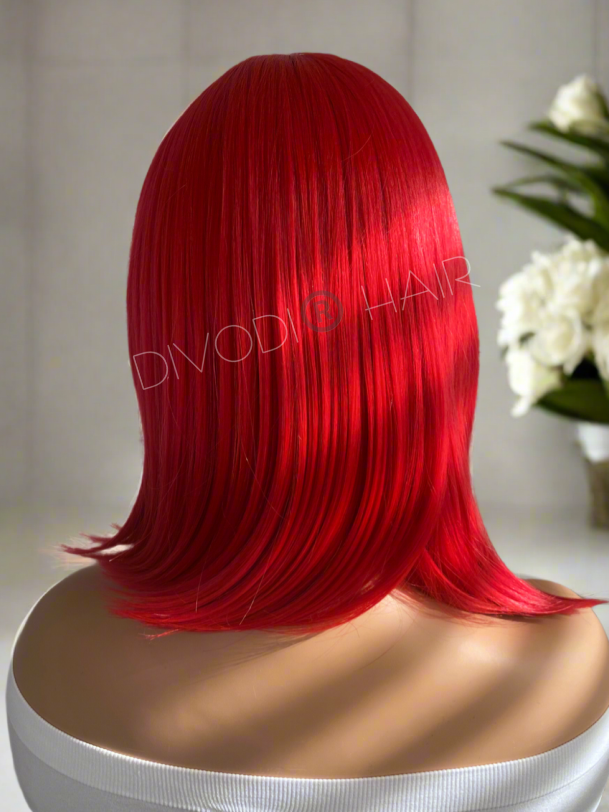 Ruby-Red with Bangs Non-Lace Wig