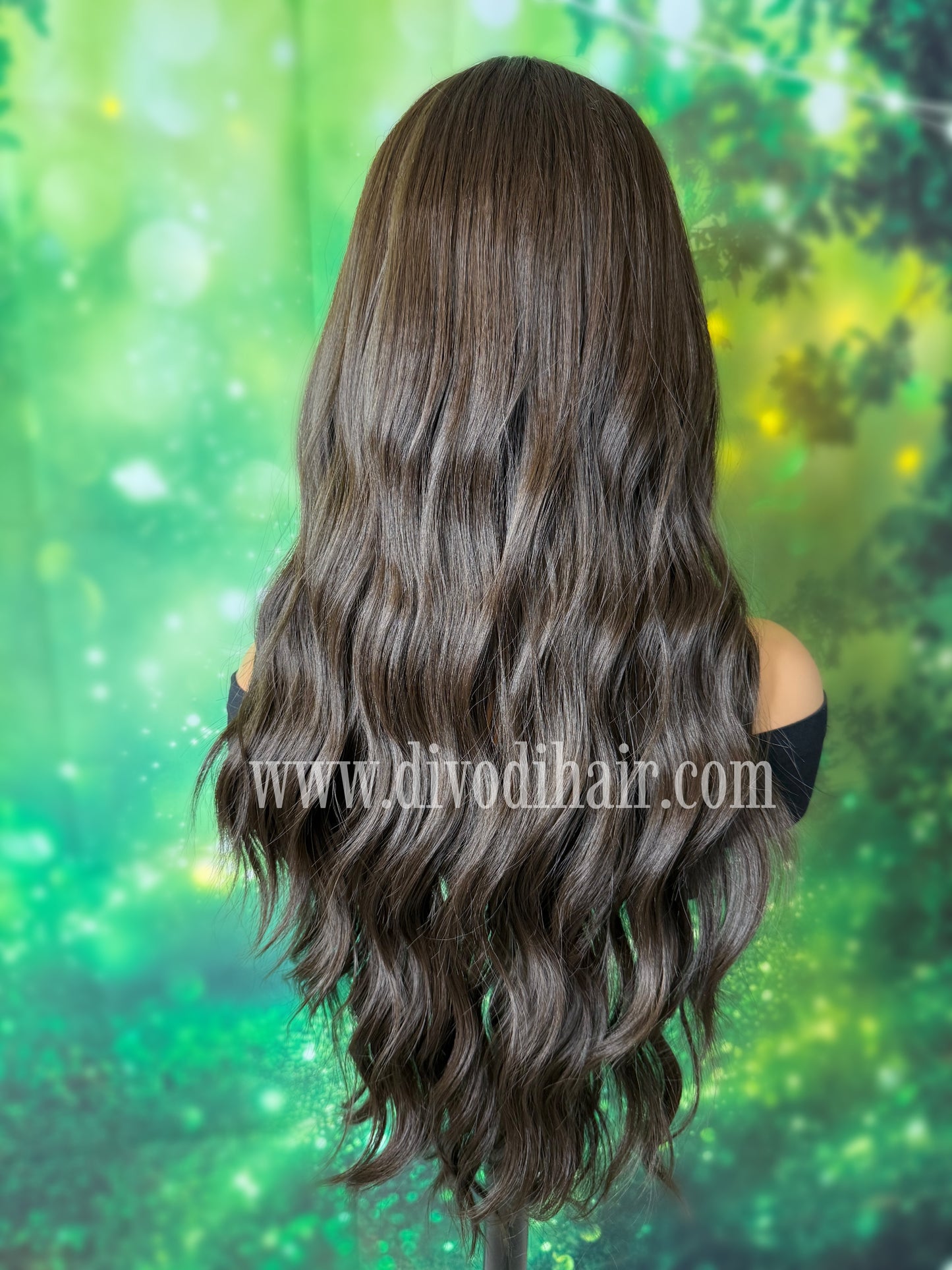 Brown Wavy Wig with Bangs-DH334