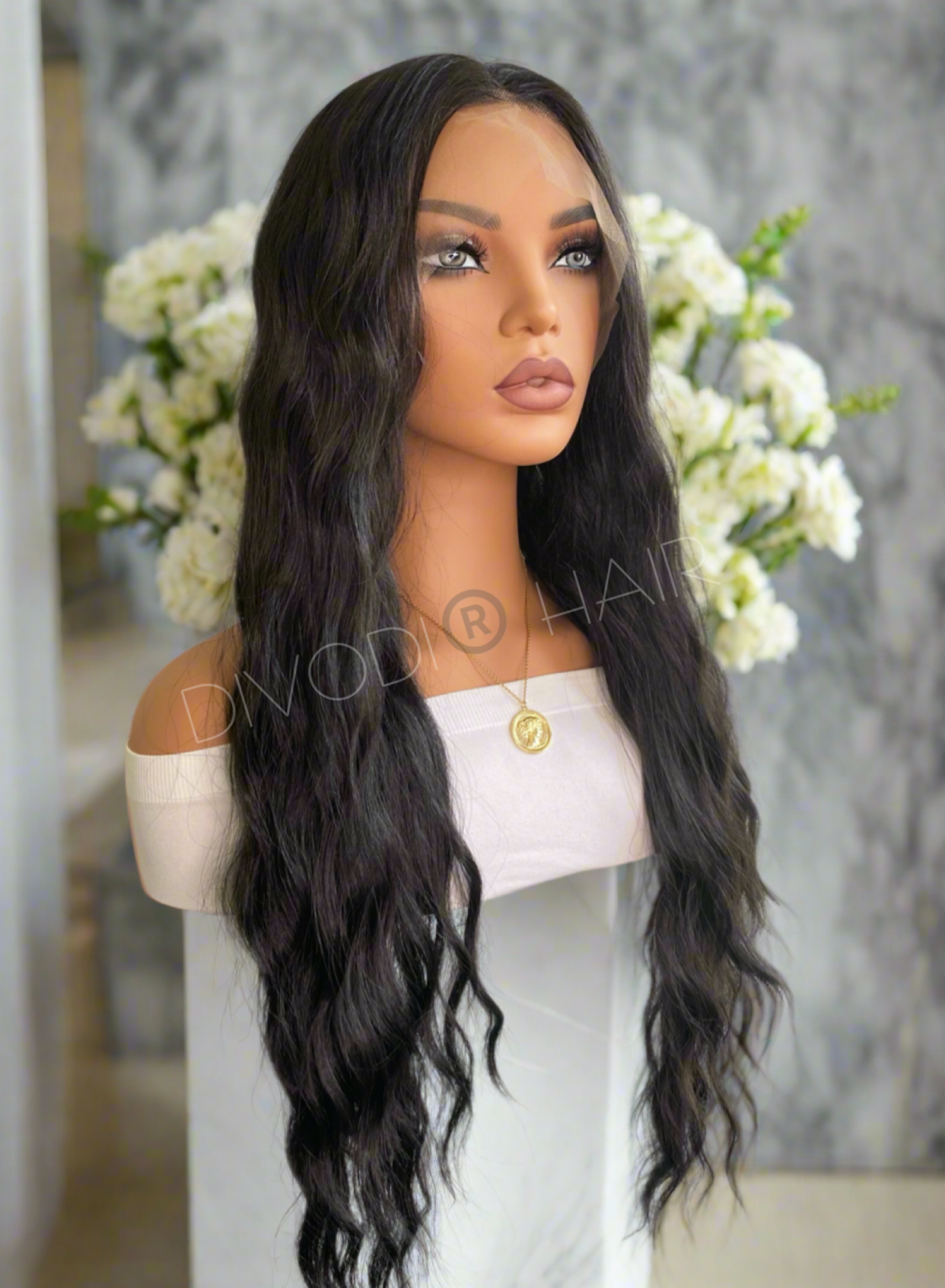 Dana-Long Black Futura Fiber (13x4) Lace Front Wig