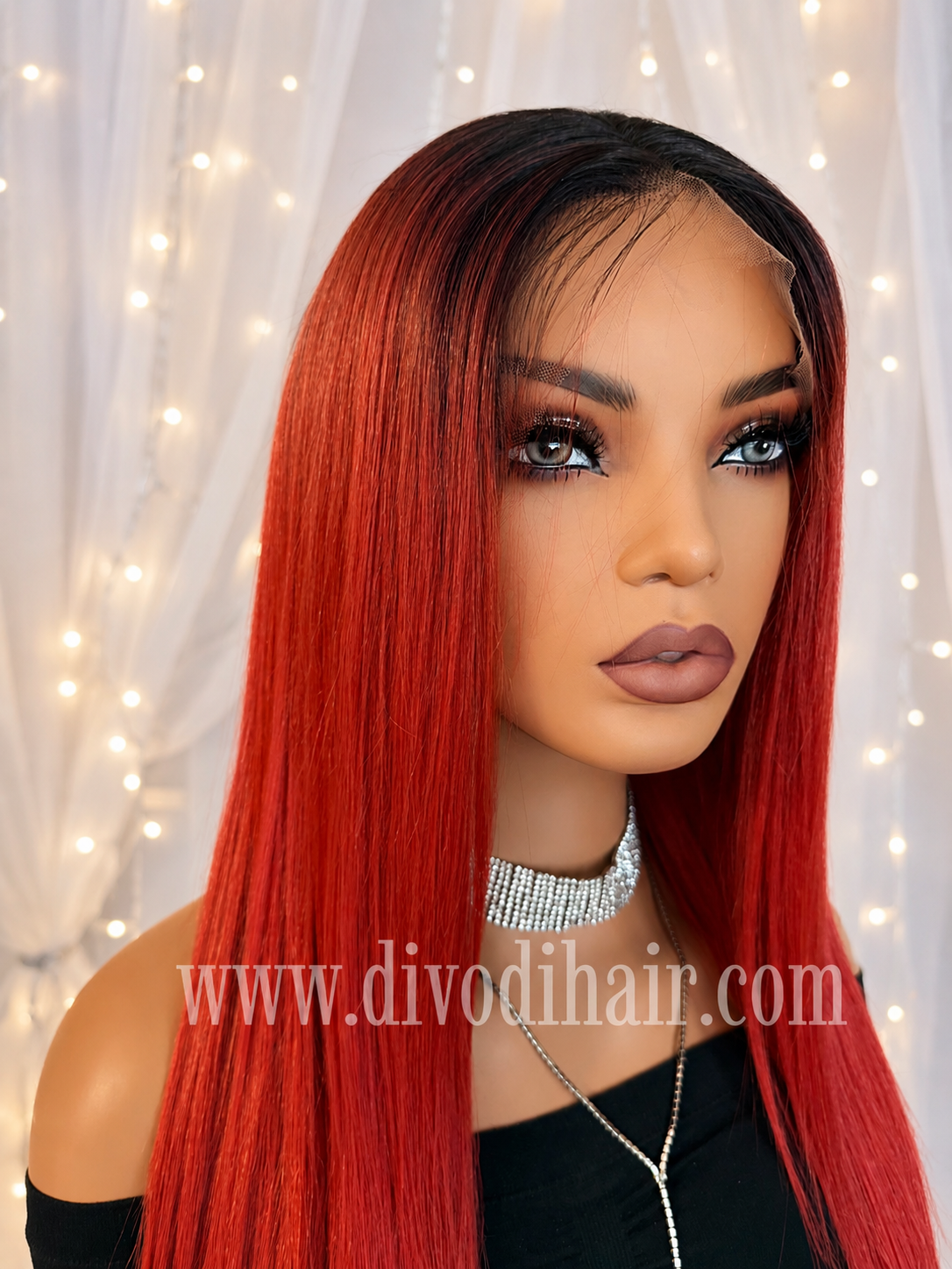 Rooted Red-T-Part Lace Front Wig-DH348