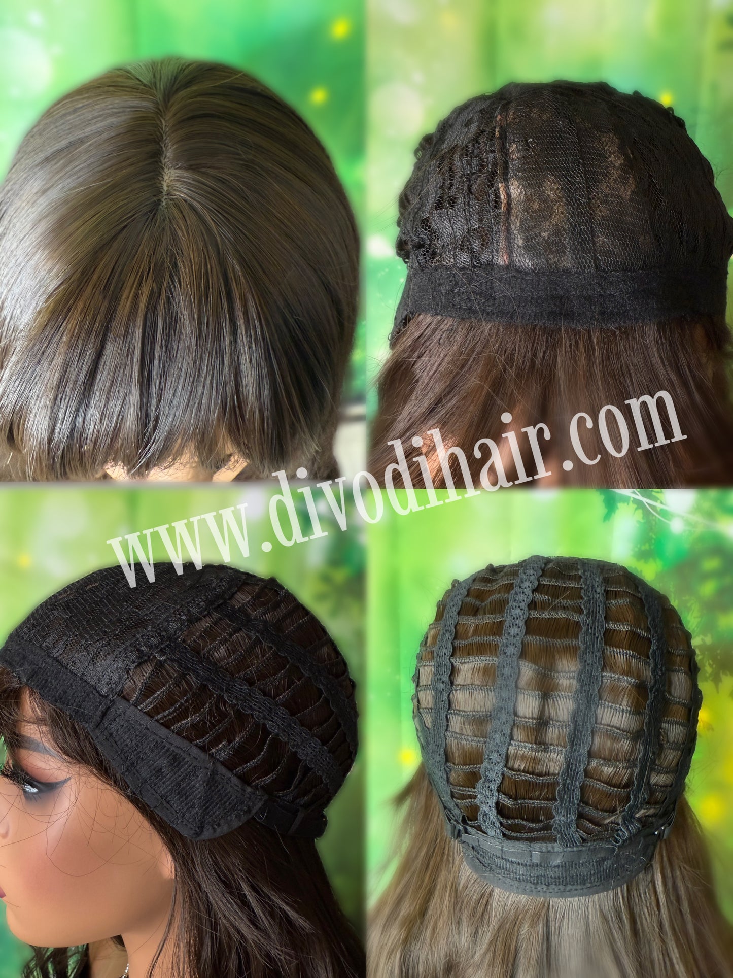 Brown Wavy Wig with Bangs-DH334
