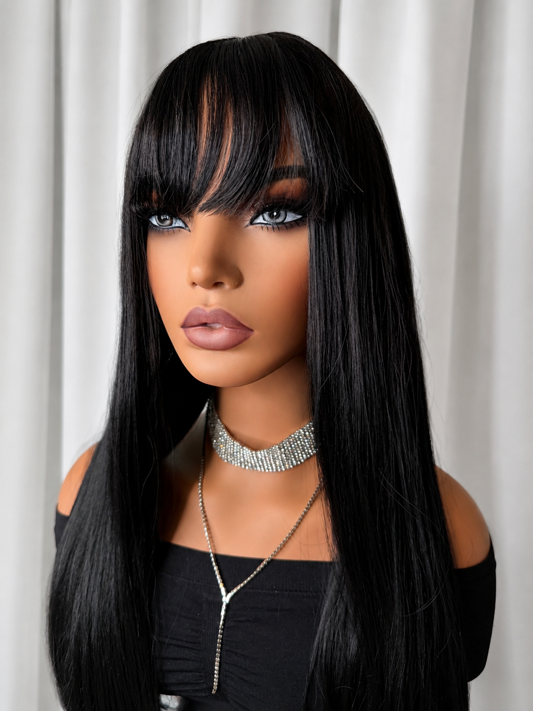 Black Wig with Bangs-DH339