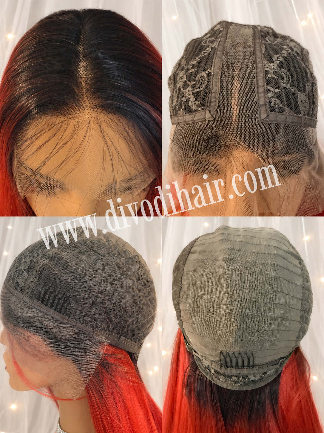 Rooted Red-T-Part Lace Front Wig-DH348