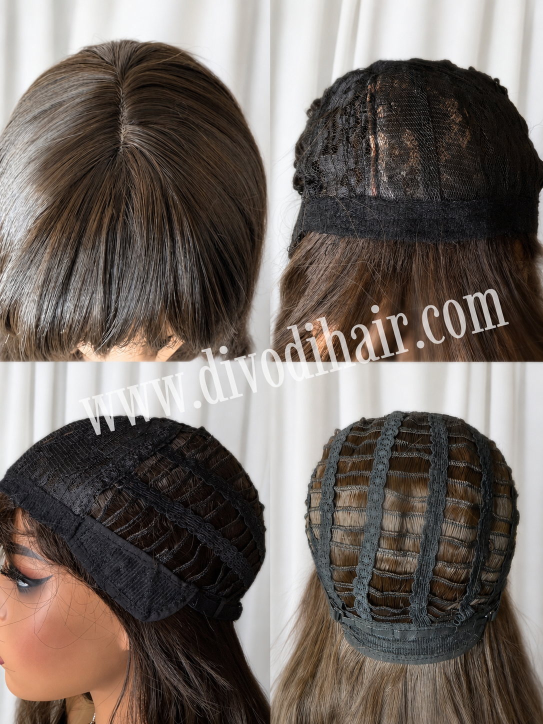 Brown Wavy Wig with Bangs-DH334
