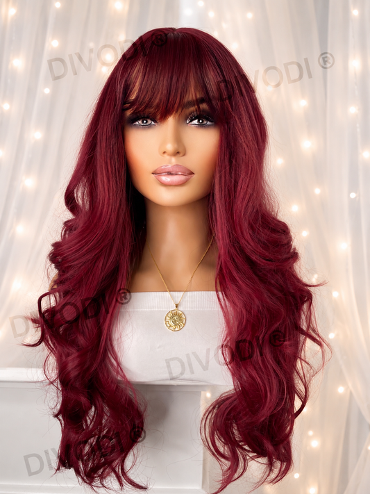 Carina-Auburn Red with Bangs Non-Lace Wig