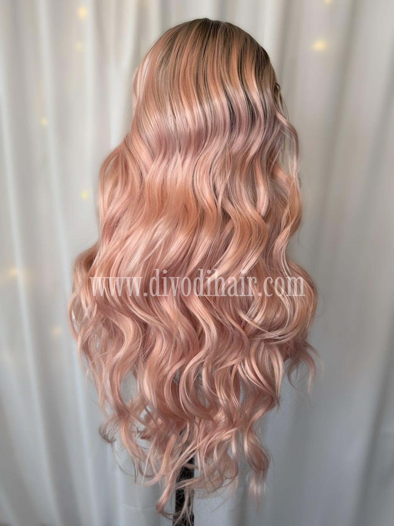 Rooted Pink Lace Front Wig – 28"-DH300