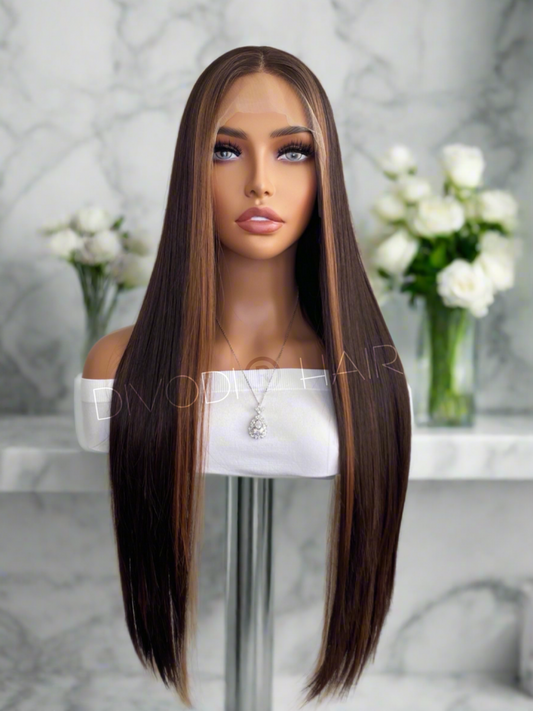 Hazel-Brown/Highlights Futura Fiber (13x3) Lace Front Wig