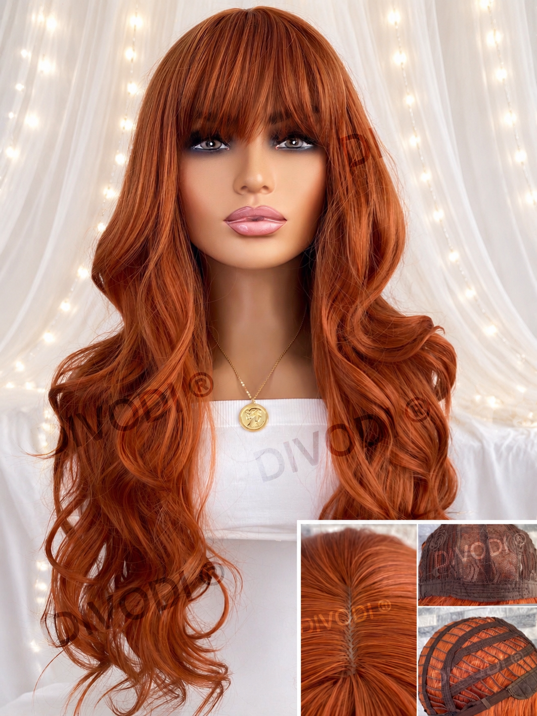 Ginger-Red with Bangs Non-Lace Wig