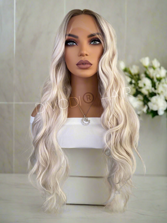 Cindy-Ombre Platinum Blonde T-Part Lace Front Wig