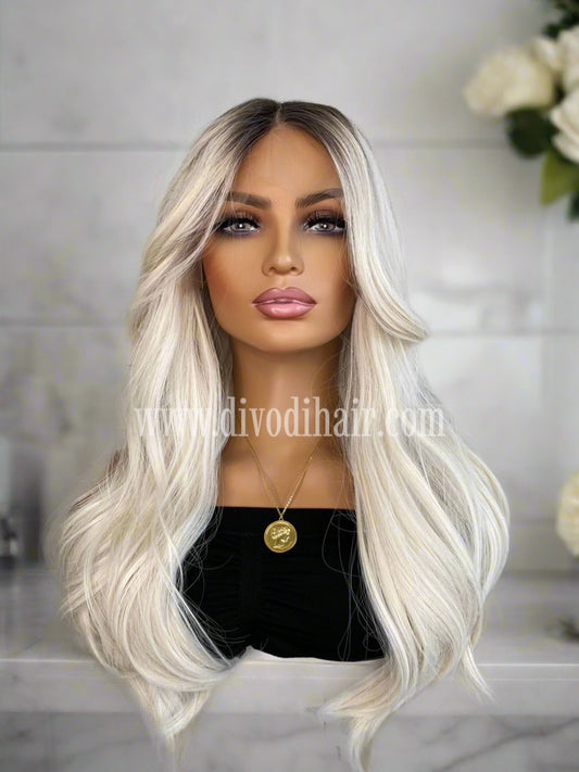 Lynn-Ombre Platinum Blonde-13x4 Lace Front with Curtain Bangs