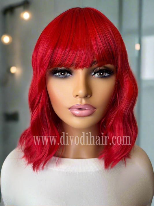 Red Cosplay Costume Wig with Bangs-DH345