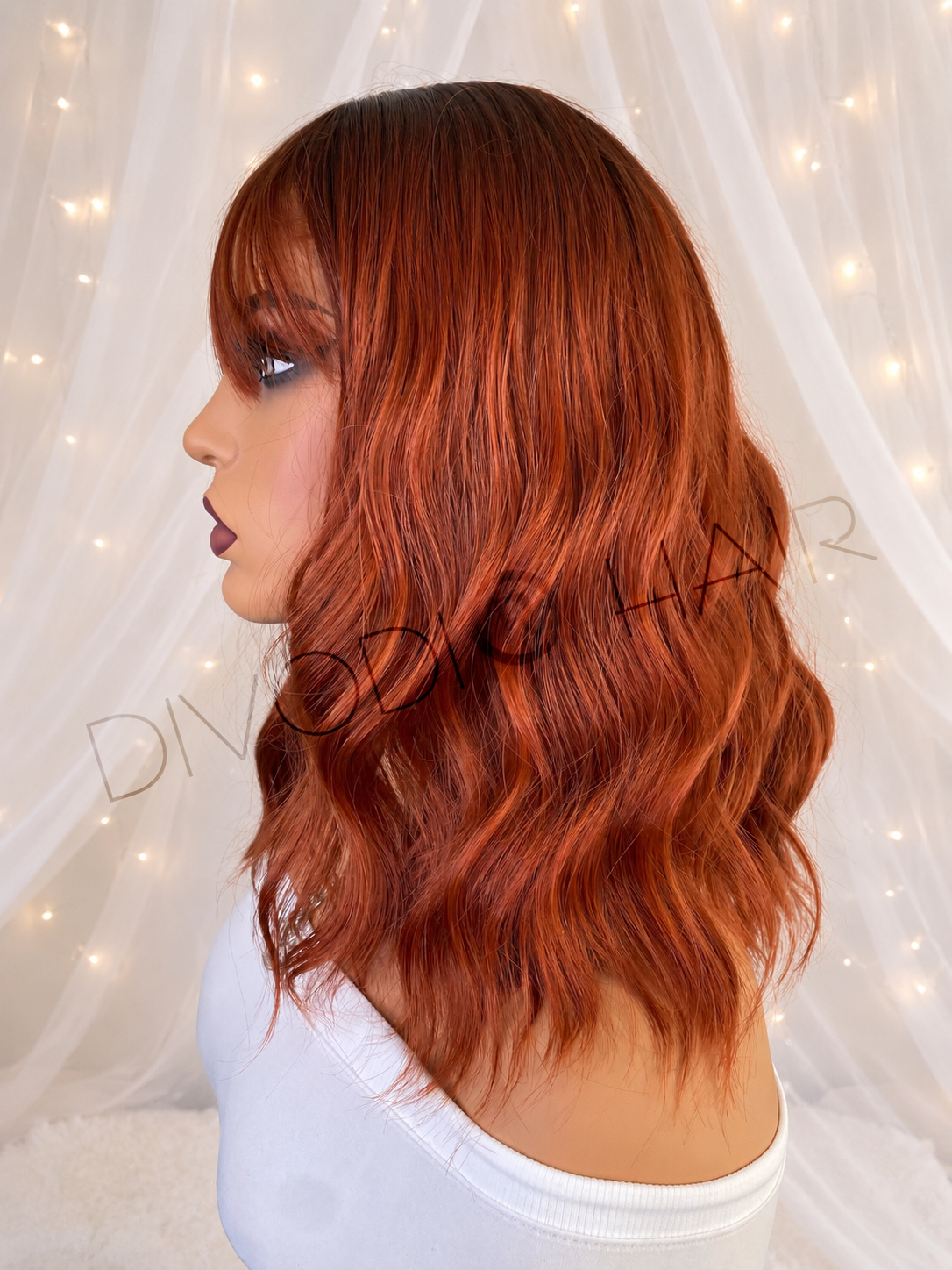 Sara-Auburn Red with Bangs Non-Lace Wig