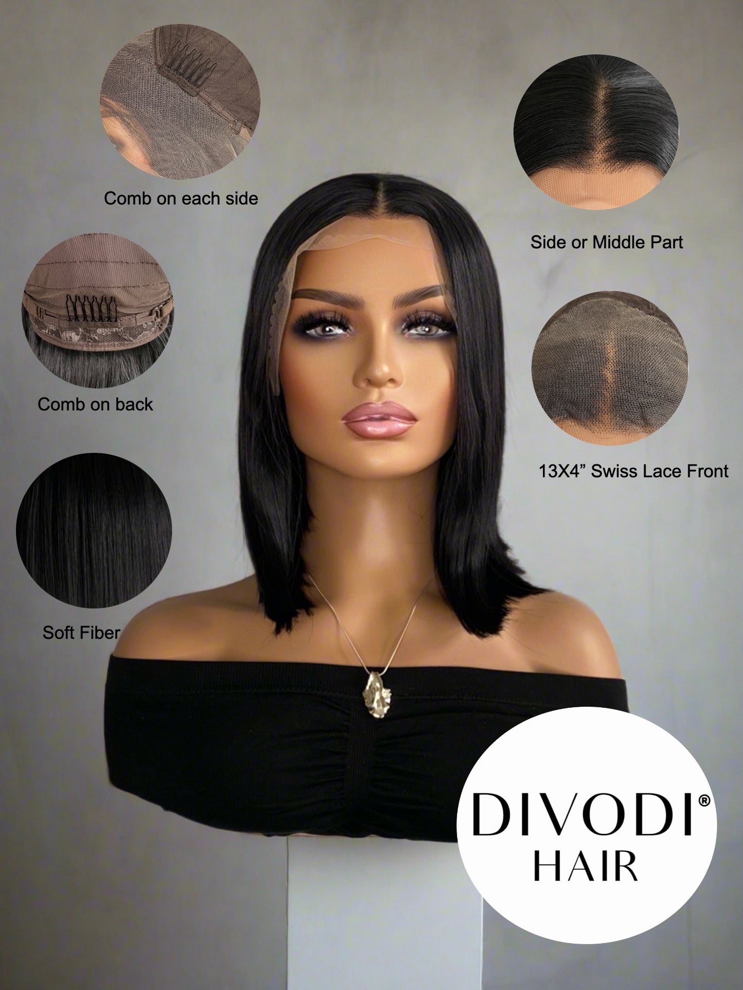 Maggie-Black Futura Fiber (13x3) Lace Front Wig
