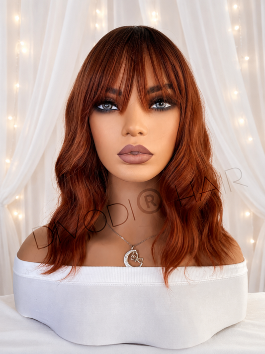 Sara-Auburn Red with Bangs Non-Lace Wig