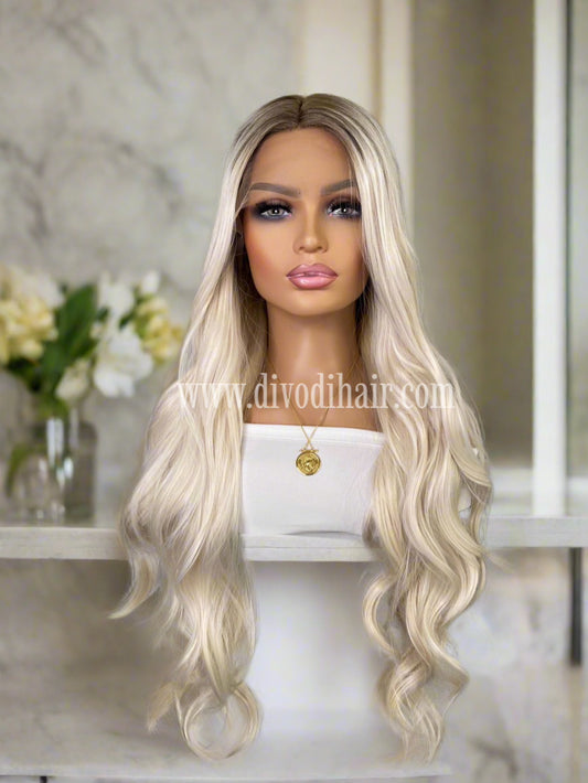 Gwen-Ombre Platinum Blonde T-Part Lace Front Wig