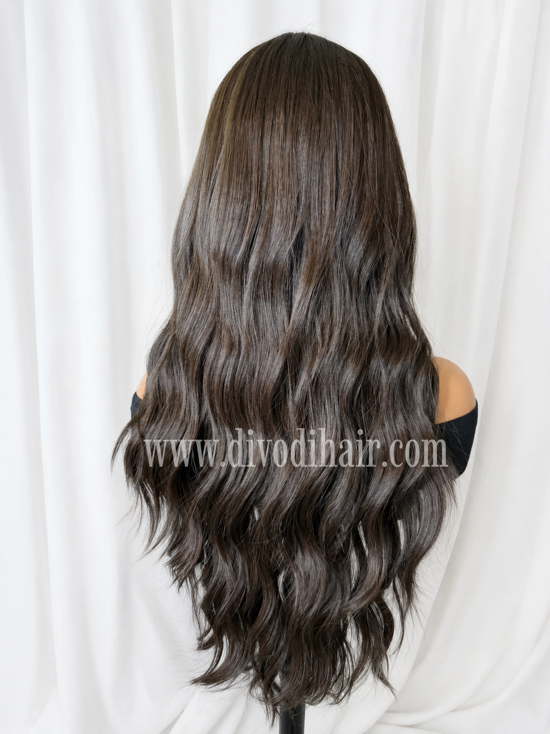 Brown Wavy Wig with Bangs-DH334