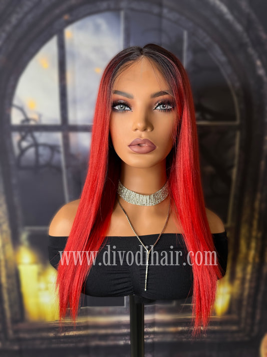 Rooted Red-T-Part Lace Front Wig-DH348