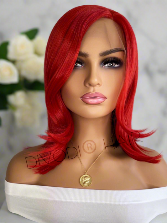 Cherie-Red/Black Futura Fiber T-Part Lace Front Wig