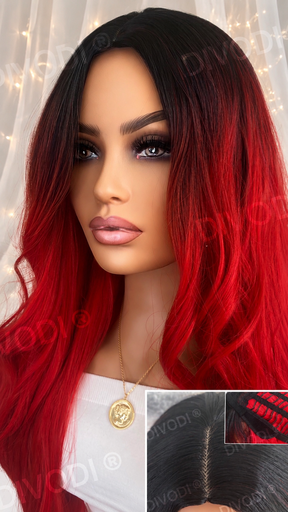 Mable-Ombre Red Non-Lace Wig