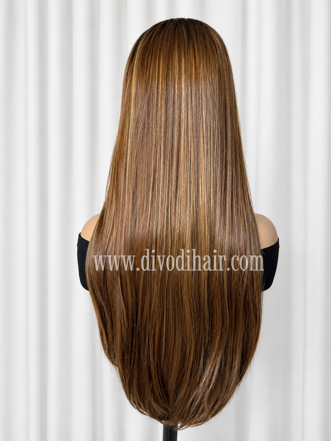 Long Brown Rooted Wig with Highlights-(13x3) Lace Front-DH328