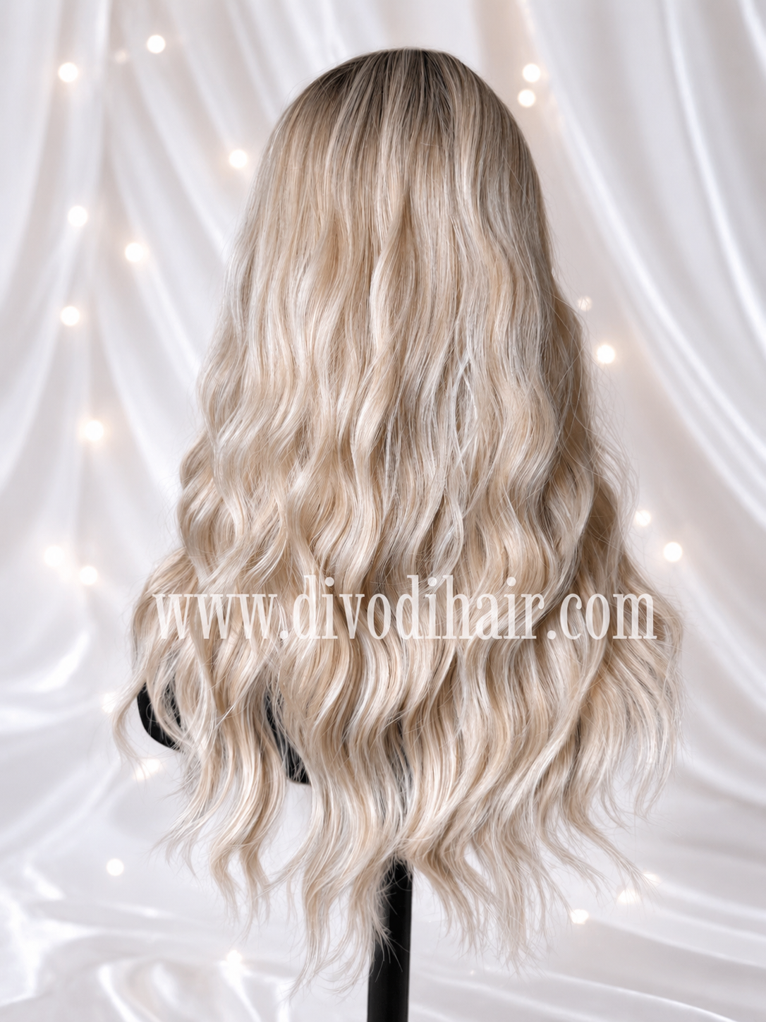 Ombre Blonde Wavy Wig with Bangs-DH340