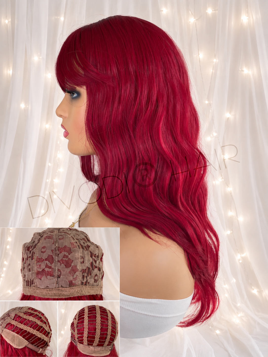 Valentina-Wine Red with Bangs Non-Lace Wig