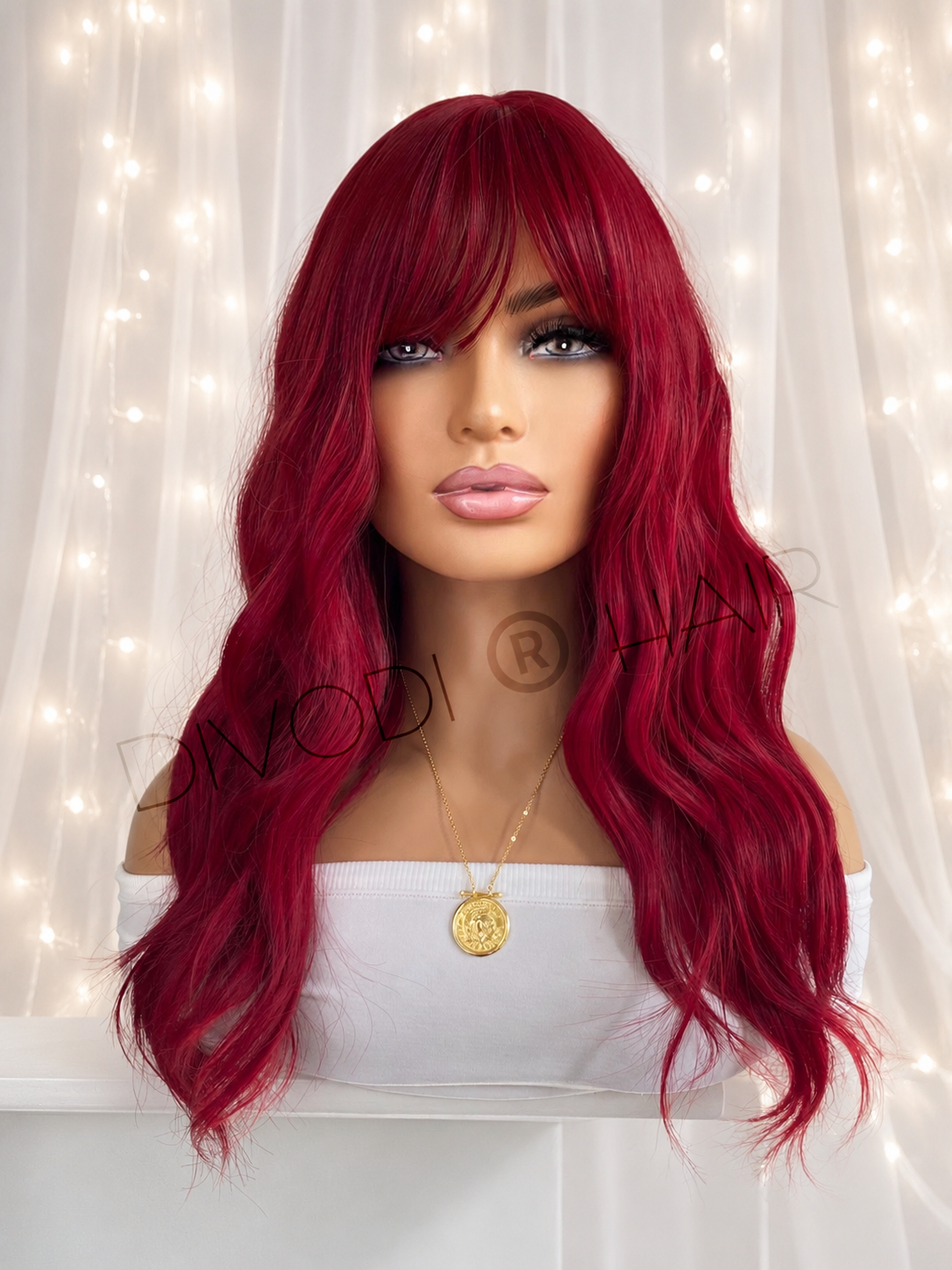 Valentina-Wine Red with Bangs Non-Lace Wig