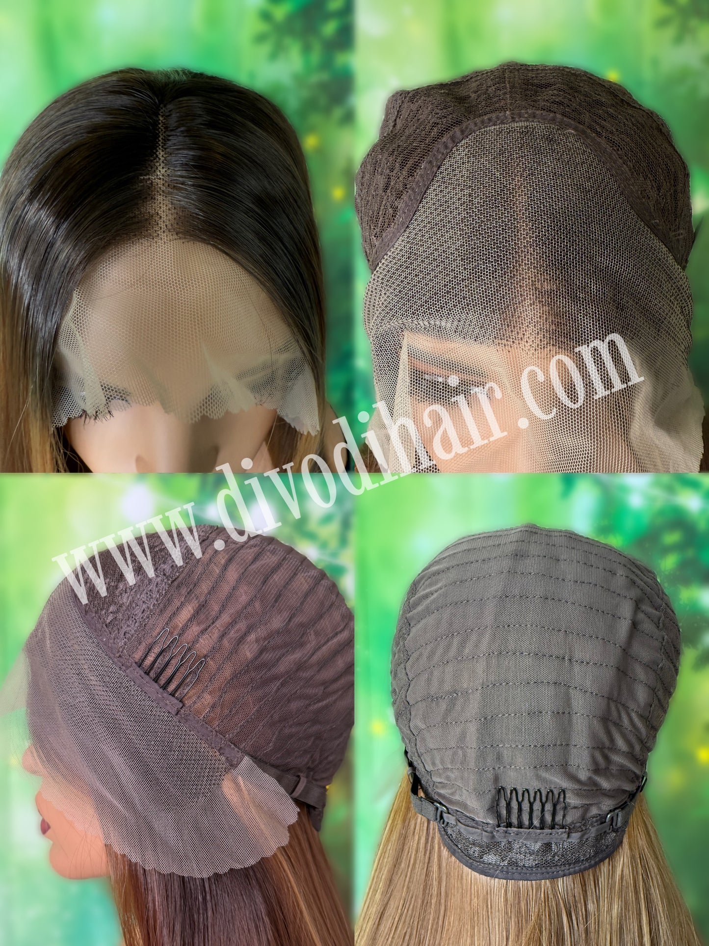 Long Brown Rooted Wig with Highlights-(13x3) Lace Front-DH328