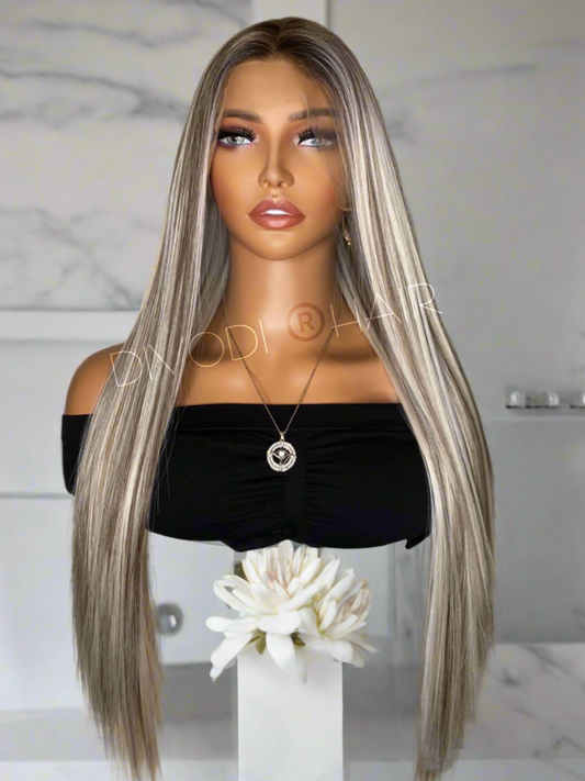 Savannah-Ombre Platinum Blonde Futura Fiber (13x3) Lace Front Wig