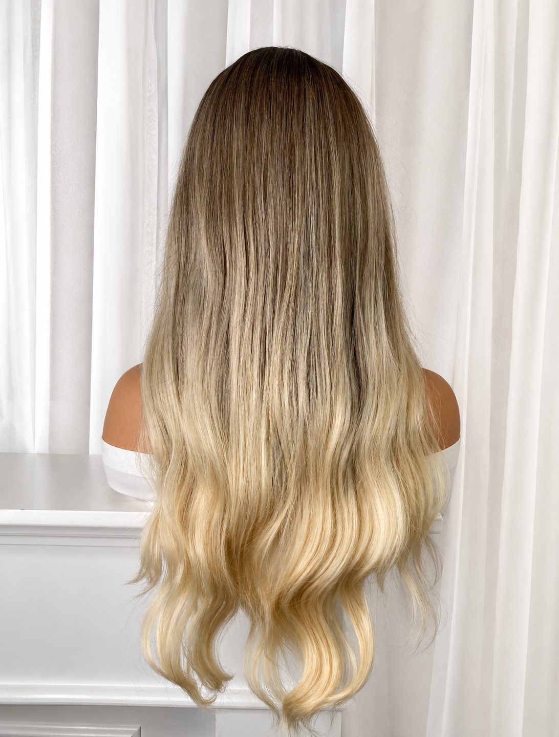 April-Ombre Blonde-with Bangs-Non-Lace Wig