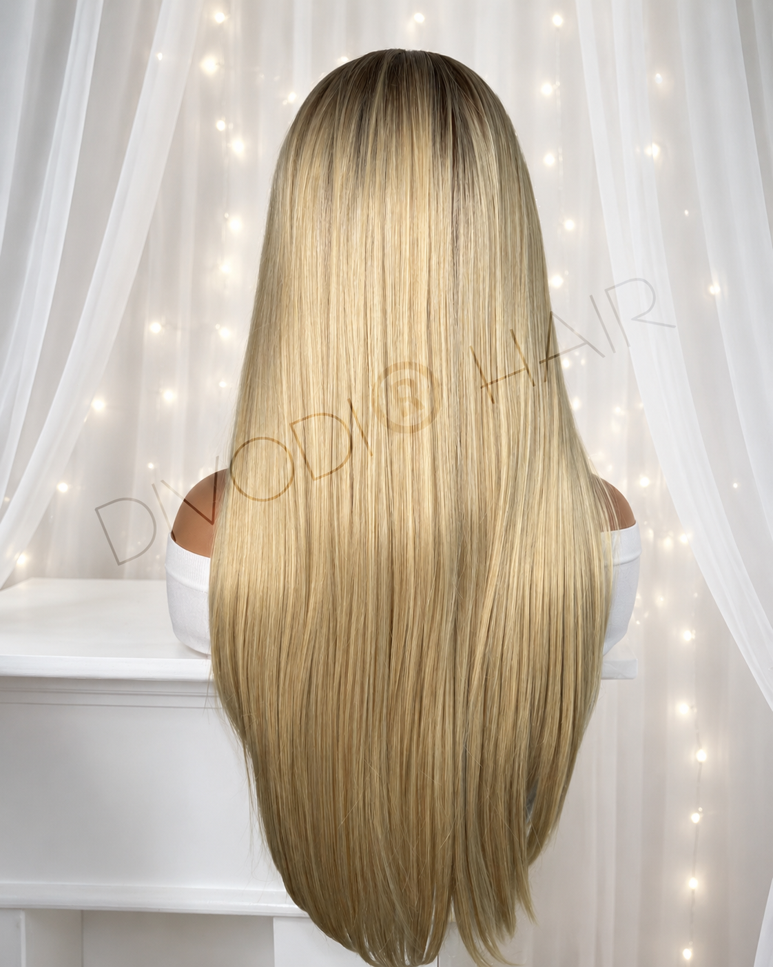 Tiara-Ombre Blonde with Bangs Futura Fiber (13x3) Lace Front