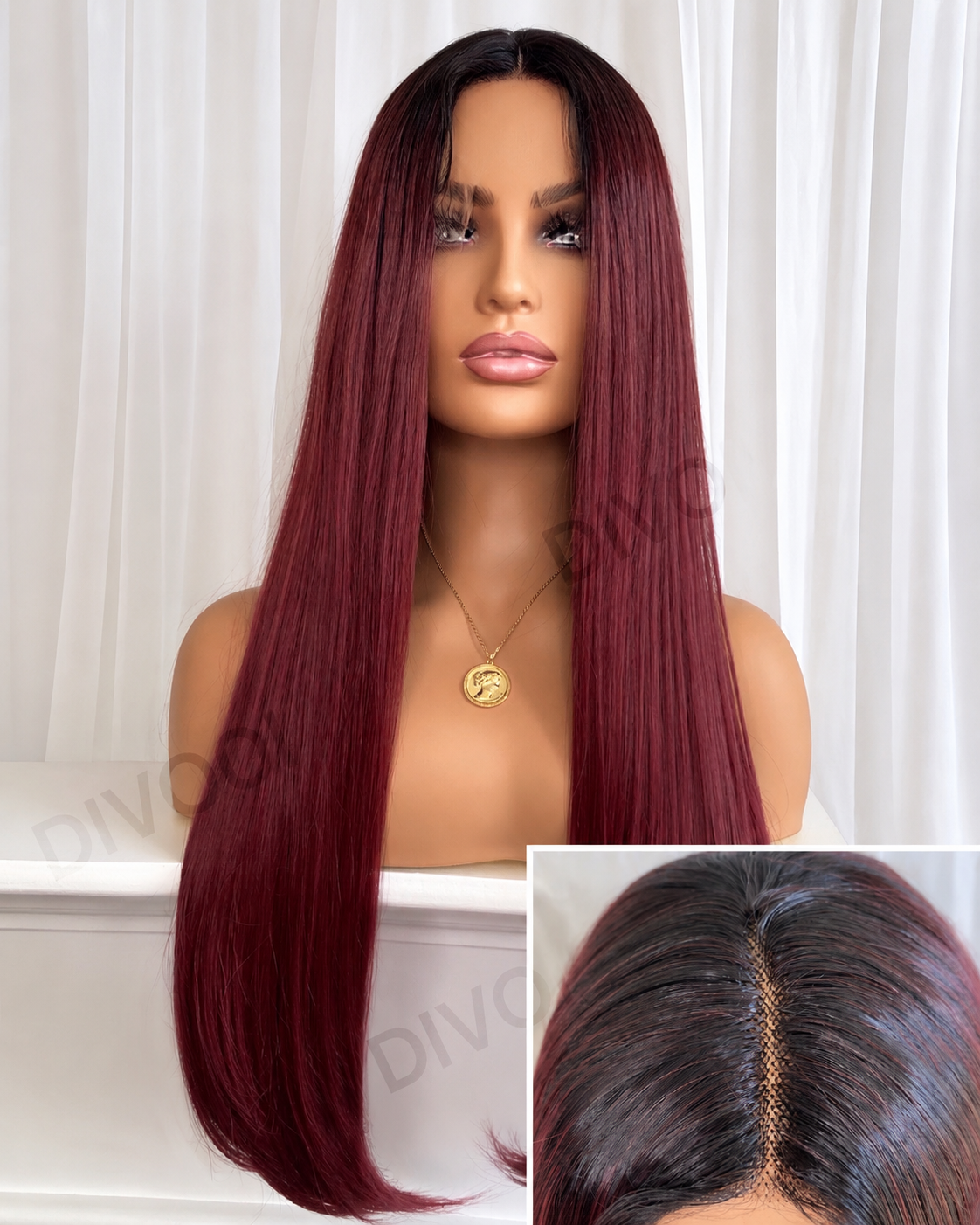 Amy-Burgundy Red-(13x3) Lace Front Wig