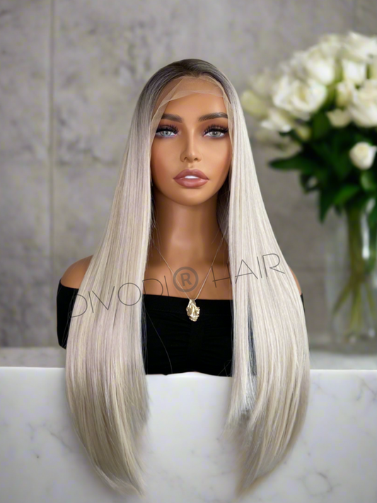 Tiffany-Ombre Platinum Blonde Futura Fiber (13x6) Lace Front Wig